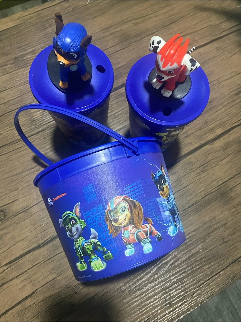 PAW Patrol Kids‎ Popcorn Bucket Set with Blue Cups and Character Lids